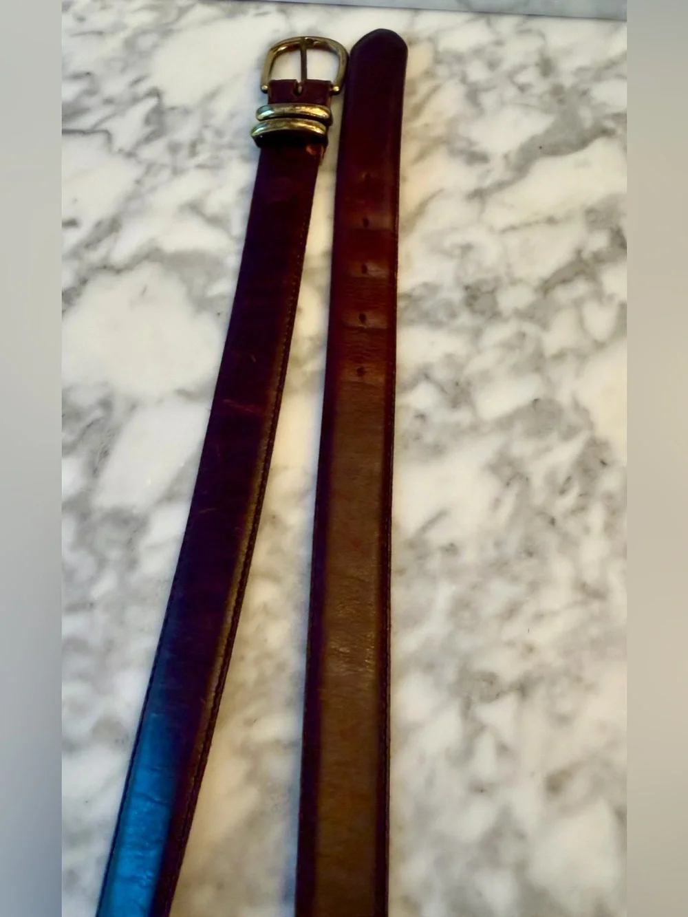 Vtg 90s Dockers Genuine Cowhide Leather Brown Belt Sz 36 Made In USA Model 2342